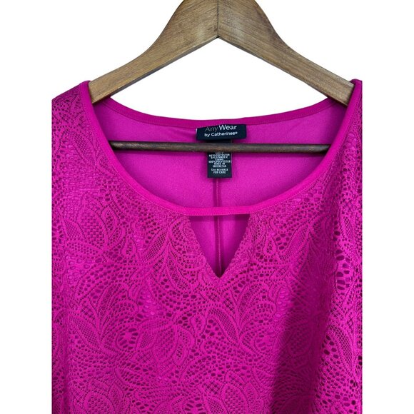 Any Wear by Catherines 3/4 Sleeve Lace Overlay Tunic Size 3X - Picture 2 of 9